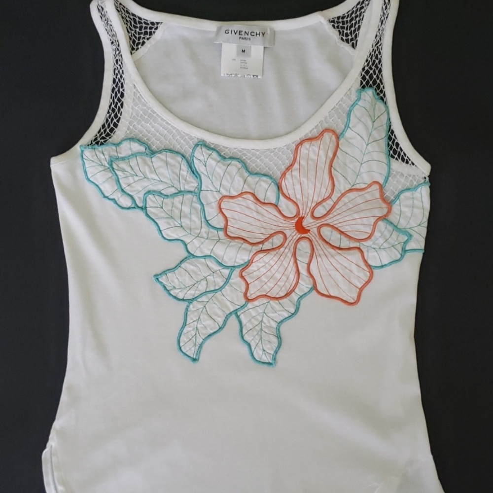 Givenchy White Floral Applique Tank Top